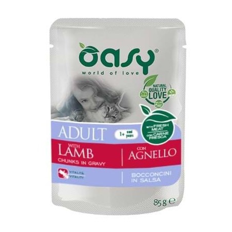 oasy cat adult busta bocconcini in salsa agnello