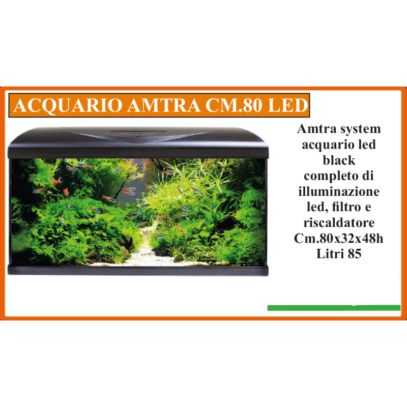 acquario 85 litri amtra system led nero root background