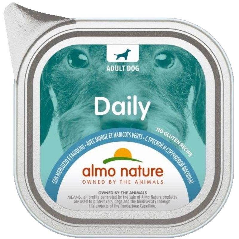 almo nature daily adult dog con merluzzo e fagiolini 100 g