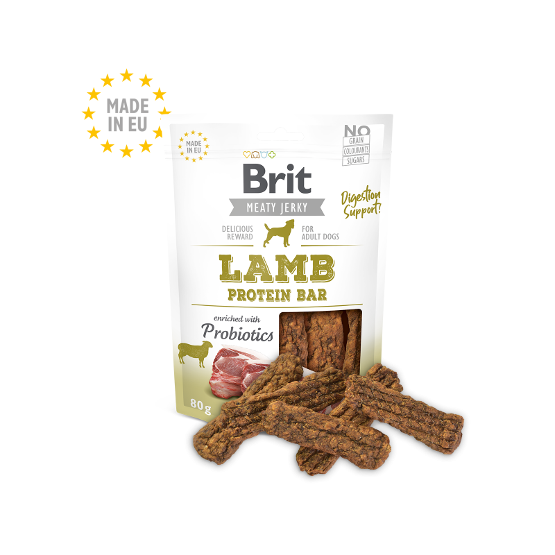 brit care snack cane protein bar agnello