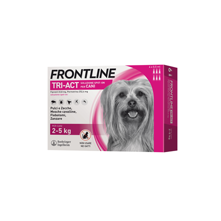 frontline tri-act  per cani 2/5 kg  6 pipette
