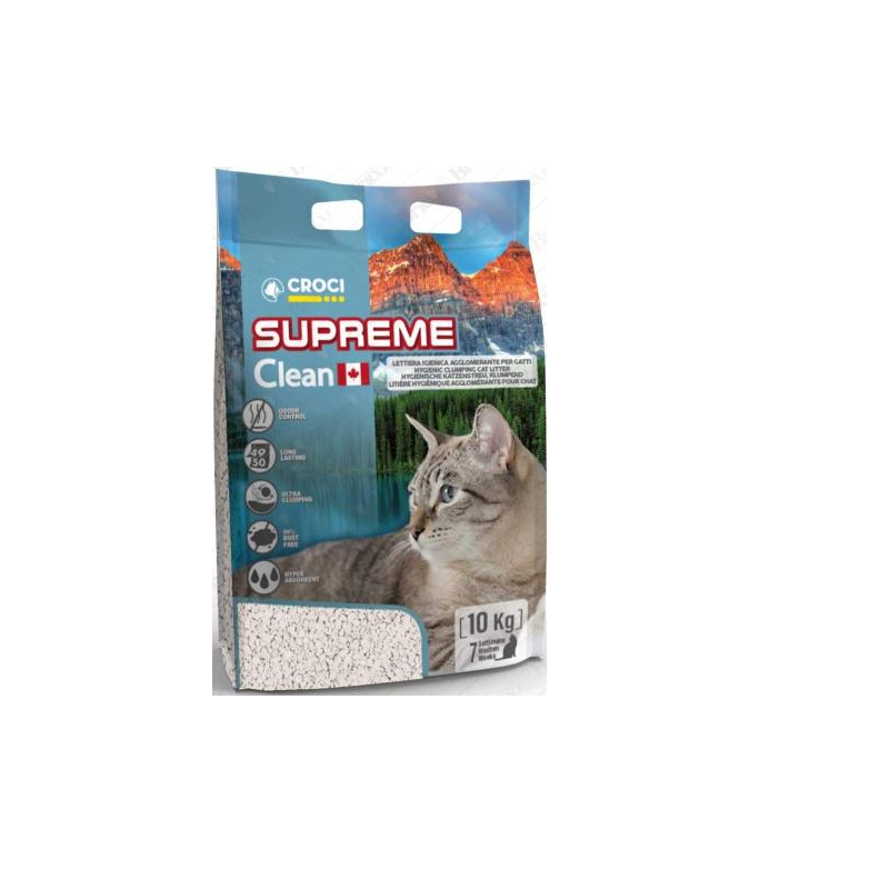 lettiera igienica sabbia assorbente supreme per gatti con bentonite canadese 10 kg