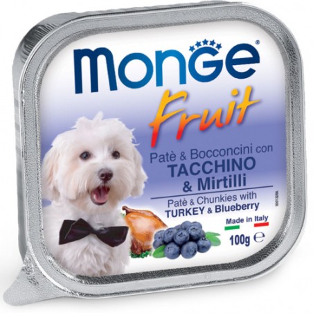 monge fruit dog patÃ¨ tacchino e mirtilli 100gr