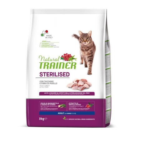 natural trainer gatto adulto sterilizzato con carni bianche e fibra di pisello