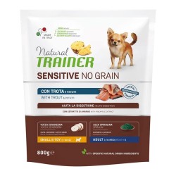 natural trainer sensitive no gluten small & toy adult con trota e cereali integrali