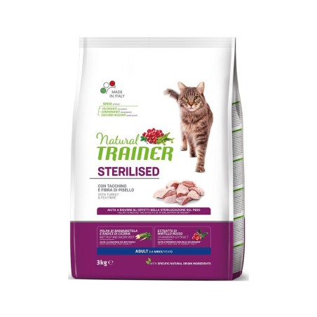 natural trainer sterilised gatto adult con tacchino 3 kg